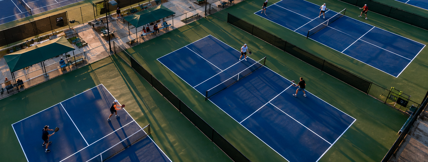 Pickleball players on court